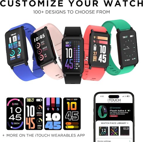 Smart Watch Fitness Tracker - 1.47" Touch Screen, IP68 Water Resistant, Heart Rate Monitor, Activity Tracker, GPS, 96 Sports Modes, 100+ Watch Faces, Pedometer, Android & iOS, 10-Day Battery, Warranty in Saudi Arabia