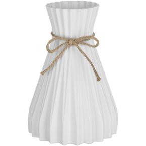 Modern Plastic Vases European Flower Vase Wedding Home Decorations Rattan-Like Unbreakable Simplicity Basket Arrangement(6.7inch,White)