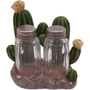 Cactus Salt and Pepper Shaker Set Holder, Kitchen & Bar Decor, Shakers Included, 6.25 Inches