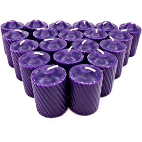 Purple Plumeria Scented Votive Candles - 15 Hour Long Burn Time - Textured Finish - Box of 20 in Saudi Arabia