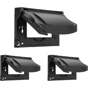 BESTTEN 3 Pack Outdoor Outlet Wall Plate Cover for GFCI and Decorator Receptacle, Weatherproof, Vertical/Horizontal Auto-Closing Lid, H4.65" x W2.87" x D0.71", UL Listed, Black,