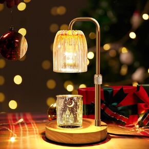 Candle Warmer Lamp Electric with Timer: Wax Melts Warmer - Dimmable Candle Wax Warmer Electric Candle Warmer with Replacement Bulbs, Bedroom Home Decor Compatible with Various Candles-Linen