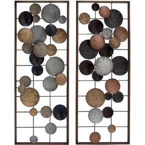 Deco 79 Antique Colonial Captivating Metal Decor 2 Assorted, set of 2 Wall Art 11" x 1" x 29", Multi Colored, 2 Piece