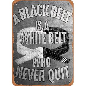 Vintage Look Metal Sign - Martial Arts Black Belt Martial Arts - 8"X12" Tin Plate Wall Decor