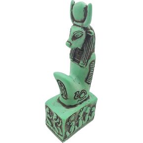 Hathor Statue Green - Ancient Egypt Deity - Egyptian Goddess Hathor - Made in Egypt