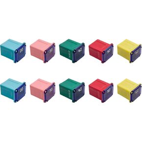 10 PCS Car Square Fuse, Vehicle Micro Cartridge Fuses, Auto Fuse Low Profile Box Shaped Kit 20A 30A 40A 50A 60A for Car, SUV, RV, Truck and Other, Car Accessories (Low)