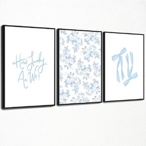 Nanxiwofee 3 Piece Trendy Pink Canvas Wall Art, Grand Millenial Pink Bow Ties Posters for Room Aesthetic, Preppy Watercolor Cherry Heart Ace A Poker Pictures, Coastal Art Decor 12x16in Unframed