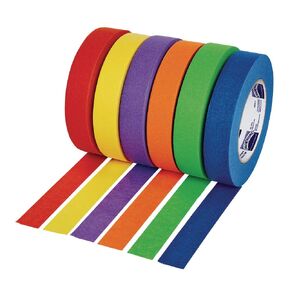 Colorations Colored Painters Masking Tape Kids Craft Set, 1-Inch x 60 Yards, Set of 6, Multicolor Craft Tape Bulk for Kids, Artists, Curves, DIY, Watercolor and Paint, STEM Activities