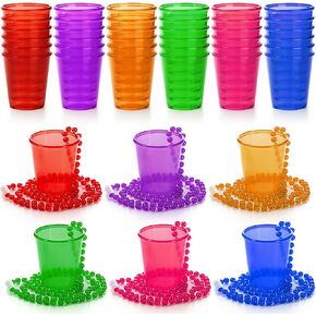 36 Pack Shot Glass on Beaded Necklaces, Plastic Shot Cups Bachelorette for Party, Birthday, Wedding, Adult Theme Party Festival, Camping, Trip, Mardi Gras, St. Patrick's Day, Tailgating
