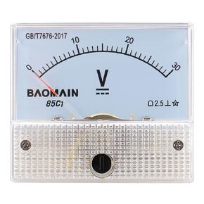Baomain Analog Voltmeter 85C1 DC 0-30V Rectangle Analog Volt Panel Meter Gauge
