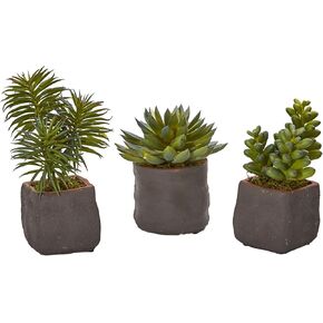 Nearly Natural Mixed Succulent Trio Artificial Plant (Set of 3)