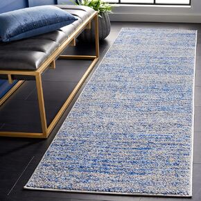 SAFAVIEH Adirondack Collection Runner Rug - 2'6" x 18', Blue & Silver, Modern Abstract Design, Non-Shedding & Easy Care, Ideal for High Traffic Areas in Living Room, Bedroom (ADR117D)