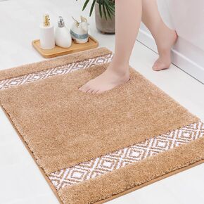 BEQHAUSE Bathroom Rugs 17"x24", Extra Soft Bath Rug Absorbent Bathroom Mat Non-Slip, Machine Washable Bath Mat Shaggy Bathroom Carpet Rug for Bathroom Floor, Tub, Shower, Sink, Black