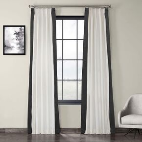HPD Half Price Drapes Pleated Vertical Colorblock Curtains for Living Room 25 X 96 (1 Panel), PRCT-VC1716-96-FP, Fresh Popcorn and Black