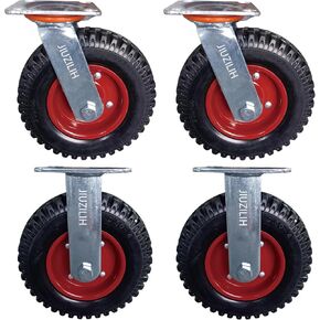 8" Caster Wheels Outdoor Caster Wheels Heavy Duty Caster Wheels Set Of 4 (2 Swivel & 2 Fixed) Large Rubber Castor Wheels Sets 4