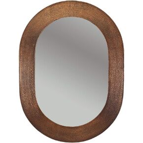Premier Copper Products MFO3526 35-Inch Hand Hammered Oval Copper Mirror