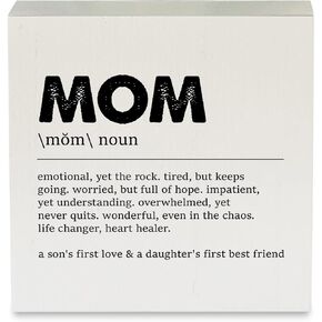 Country Mom Definition Wood Box Sign Rustic Mother's Day Wooden Box Sign Decorative Sign Block Plaque for Home Bedroom Desk Table Shelf Decor 5"x 5" in Saudi Arabia