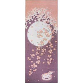 IPPINKA Tenugui Cloth, Japanese Traditional Tapestry, Wall Hanging, 13.8 x 35.4 inch, Made in Japan, 100% Cotton, Moon and Sakura
