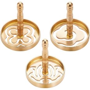WEBEEDY 3 Pcs Incense Press Brass Incense Making Tools Chinese Incense Seal Incense Burner Accessories for DIY Fragrance Yoga Meditation Fragrance Accessory, 1.77"
