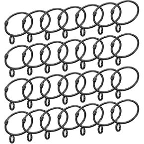 uxcell 28 PCS Openable Curtain Rod Rings with Eyelets Drapery Metal Curtain Rings Hanging Rings for Curtain Rod 2-Inch Inner Diameter Silver