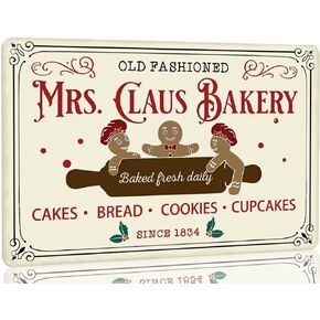 Santa's Favorite Gingerbread Bakery Always Fresh Made With Love Cakes Tin Sign Vintage Gingerbread Metal Tin Sign Christmas Wall Decor for Kitchen Farmhouse Restaurants Cafe Pub 8x12 Inch