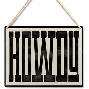 Ryeolo Howdy Sign, Trendy Funky Howdy Western Wood Signs Wall Hanging, Western Wall Art, Boho Western Wall Decor, Cowboy Wall Decor, Western Home Living Room Decor, 11.8x5.9 Inch Wall Pediments