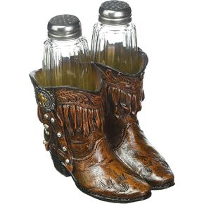 Cowboy Boots S & P Shakers Holder Set 4.25x4.25x5.62"
