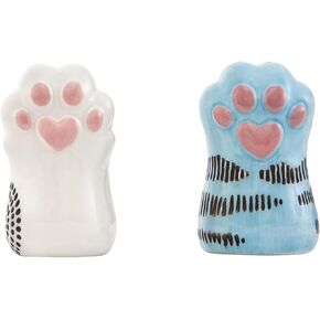 Bico Cartoon Cat Paws Handpainted Stoneware Salt & Pepper Shaker Set, Dishwasher Safe