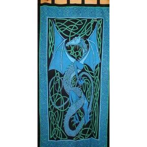 Celtic Dragon Tab Top Curtain-Drape-Door Panel-Blue