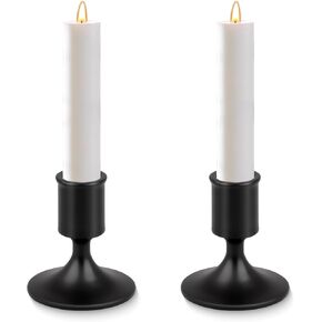 Black Taper Candle Holders, 2 Pack Metal Small Candlestick Holders for Table Mantel Wedding Decorative Home Decor Gift