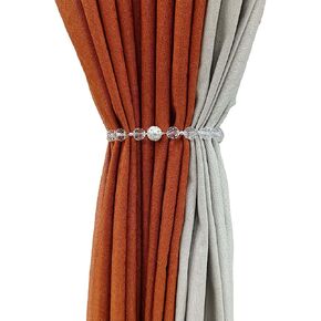 Bling Magnetic Curtain Tiebacks, Decorative Curtain Holdbacks, glrovazas 2Pcs Crystal Tie Backs for Curtains, Curtain Holders for Window Draperies - 16.14 inch, Grace, Simplicity Elegance