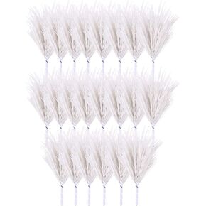 Artificial Pine Needles Branches Garland: 30pcs Christmas Pine Picks Fake Greenery Pine Stems Sprays for Xmas Tree Wreaths Decors DIY Crafts White