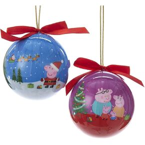 Kurt Adler 80 MM 2 Assorted Blue And Purple Daddy And George Decoupage Christmas Ball Ornaments