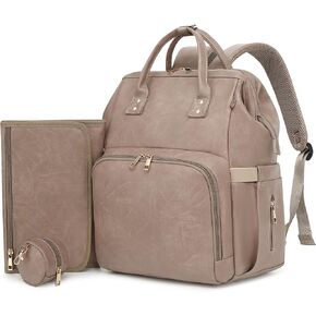 حقيبة ظهر للحفاضات - جلد نباتي، حقيبة سفر مضادة للماء للأطفال مع وسادة تغيير الحفاضات، حقيبة اللهاية، جيب للسرقة، كبيرة 35 لتر، هدايا استحمام الطفل للأم والأب، أسود in Kuwait