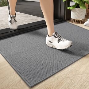 Color&Geometry Door Mat 2.3'x12' Runner Rug with Rubber Backing, Non Slip Washable Hallway Runner Rug Kitchen Runner Rug, Carpet Runners for Hallway Living Room Bedroom, Beige (Rolled-up NO Creases)