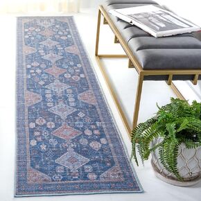 سجادة SAFAVIEH Serapi Collection Runner - 2' x 9'، أزرق وعاجي، غير قابلة للتساقط، قابلة للغسل في الغسالة ومقاومة للانزلاق، مثالية للمناطق ذات حركة المرور العالية في غرفة المعيشة وغرفة النوم (SEP513M)