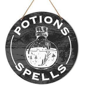 Witch Kitchen Decor Sign, Witchy Hanging Sign Decor Halloween Wall Decorations Magic Witchcraft Sign for Gothic House, Dining Room, Living Room, Housewarming Gift for Wicca, Potions Spells