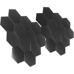 LC LICTOP Mirror Wall Stickers Non Glass Mirror 3D Hexagon Acrylic Mirror Wall Decor Self Adhesive Tiles Black 80x70x1mm 24PCS