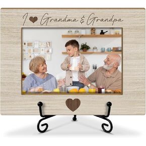 Grandfather Gifts 4 x 6 Picture Frame Wooden Frame Photo Frame Tabletop Display Home Decor for Living Room Office Bedroom, Birthday Gifts from Granddaughter Grandson - Grandpa's Little Buddy -36