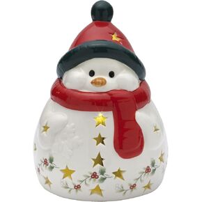 Pfaltzgraff Winterberry LED Snowman Figruine Red Scarf, 6.75 Inch