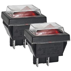 RK1-01 مفتاح هزاز مقاوم للماء (عبوة من 2) مفتاح صانع القهوة DPST 4-Pin ON-Off - 125/250V 16A مثالي للقوارب والأجهزة والمعدات