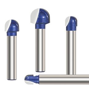 4PCS Cove Router Bit Set, 1/4 Inch Shank Core Box Round Nose Milling Cutter, Solid Carbide Juice Groove DIYer Tool for Woodworking (1/4'', 5/16'', 3/8'', 1/2'' Cutting Diameter)