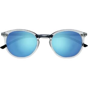OPULIZE Met Large Comfortable Clear Black Arms Blue Mirrored Lens Mens Womens Sun Readers Reading Glasses UV400 S60-C +3.00
