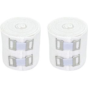 2" Organic Latex Free American Cotton Comfort Elastic Bandage with Clip Fasteners - White, 2 Pack