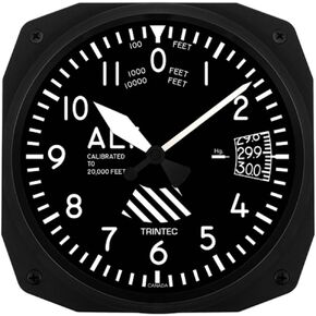 Trintec 10" Aviation Altimeter Instrument Style Wall Clock 3060-10