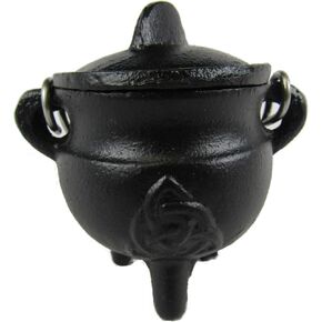 مرجل من الحديد الزهر من CircuitOffice، للتلطخ، البخور المخروطي، البخور الحبيبي، بخور الفحم، الطقوس، المذابح، الويكا، الوثنية، الزينة أو الهدايا (قطر 2.75 بوصة، 3 بوصات طويل القامة مع غطاء) in Kuwait