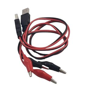 FainWan Crocodile Clamps Test Wire 50cm/19.69inch Double Alligator Clips to USB Male Connector Cable Copper Test Lead for Testing Circuit