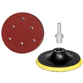 HIFROM 5-Inch/125mm Hook and Loop Backing Pad M14 Drill Adapter,50 Pieces 6 Holes 320 Grit Sandpaper Assortment replacement for Random Orbital Sander Grinder Pads