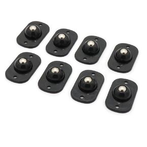 8pcs Self Adhesive Mini Caster Wheels,360° Rotation Universal Wheel,(with 1 Ball Bearings), ABS+304 stainless steel (black)