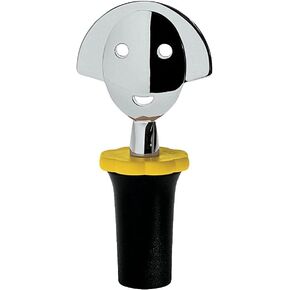Alessi Bottle Stopper, Black, Plastic, Cylindrical, Wine-Bottle-Stoppers